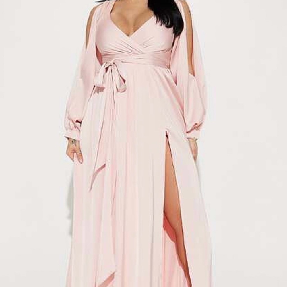 Fashion Nova Belle Blush Maxi Dress with Slit